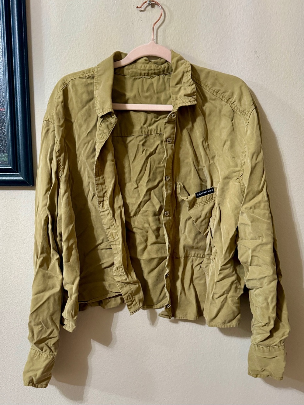 Calvin Klein Jean Lightweight Olive Utility Button Up Shirt